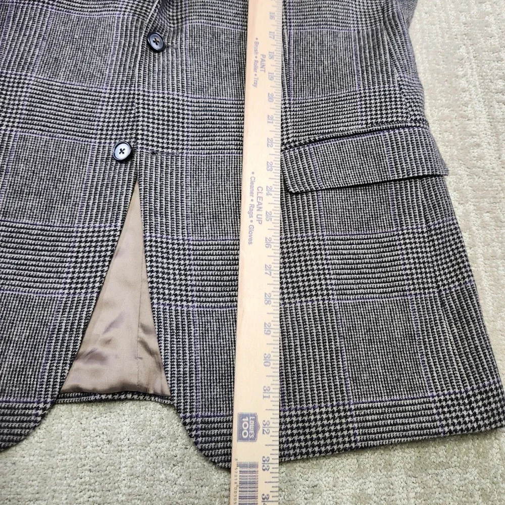 Vintage Ralph Lauren Blazer Men 44L Glen Plaid Tweed Sport Coat Wool Gray